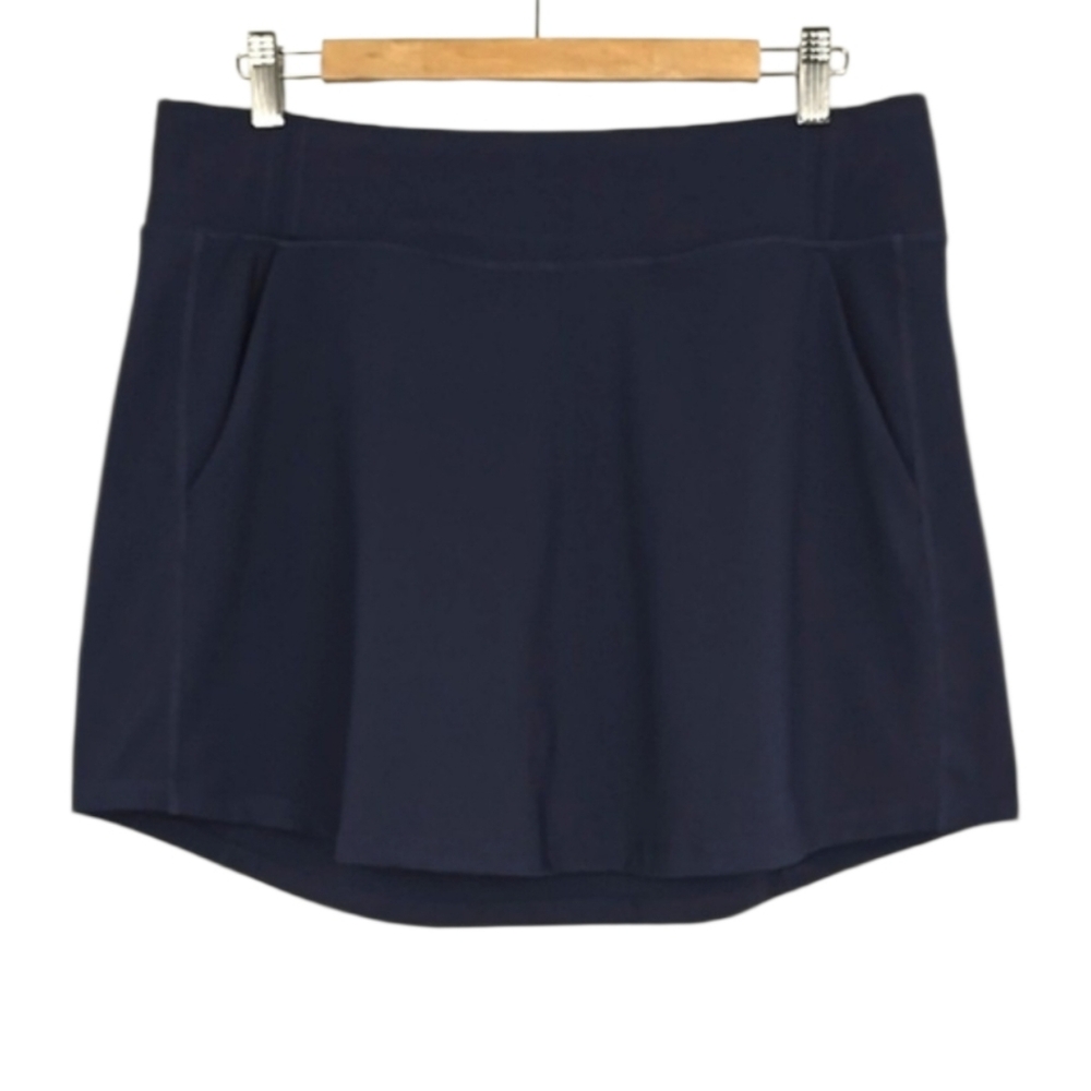 LOLE Women's Navy Athletic Skort Skirt A-Line Built-In Liner Pockets Stretch L